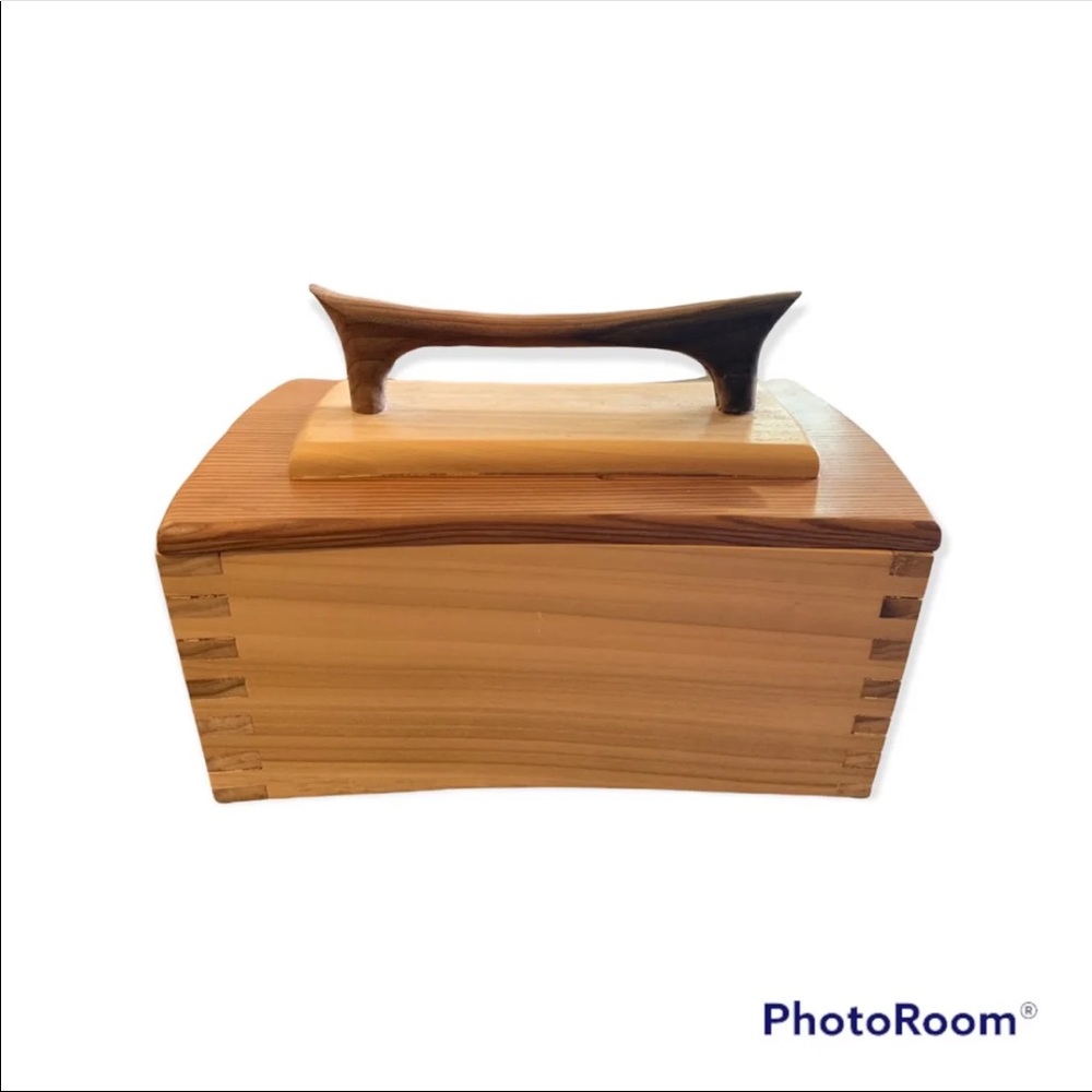 Handcrafted reclaimed wood box not your typical square box this one has curves!